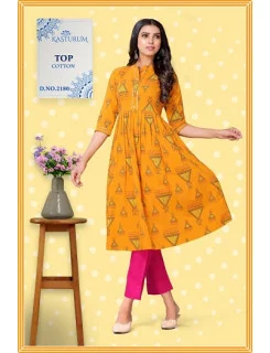 kasturam cotton kurti with pant wholesale collection 1297, Aarvee Creation