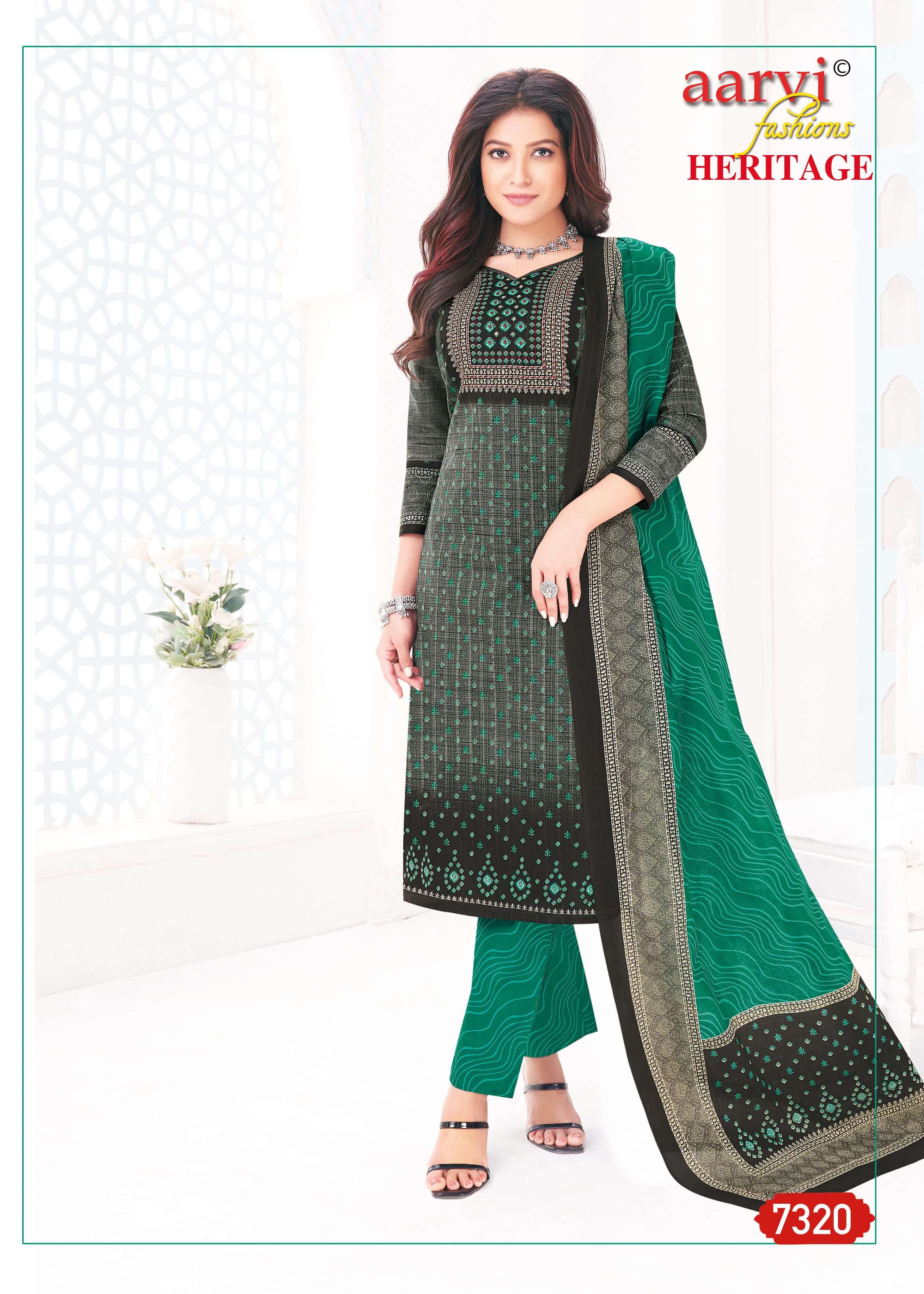 Aarvi Fashions  Heritage Vol 1 Printed Salwar Kameez Catalog collection 7