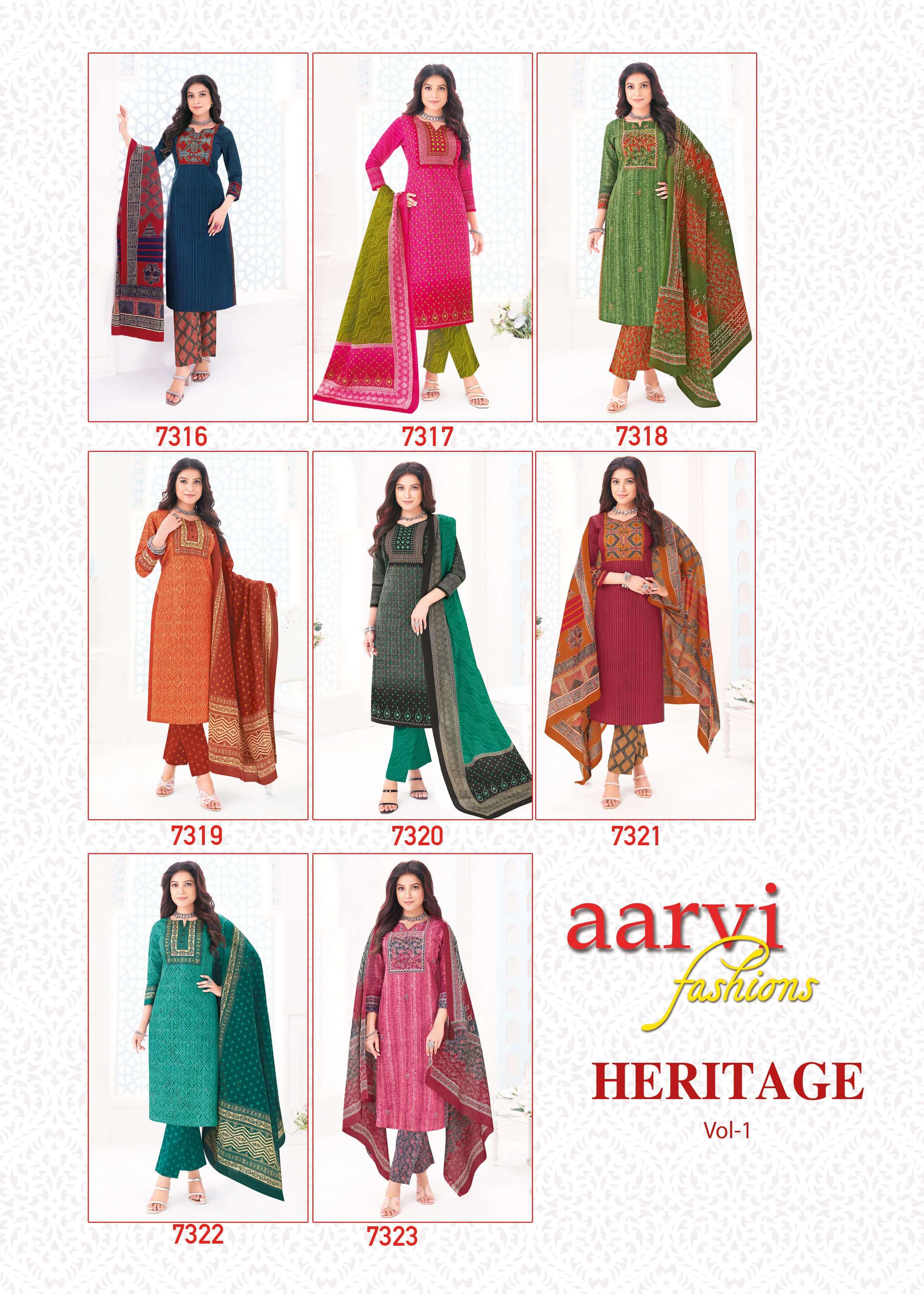 Aarvi Fashions  Heritage Vol 1 Printed Salwar Kameez Catalog collection 12