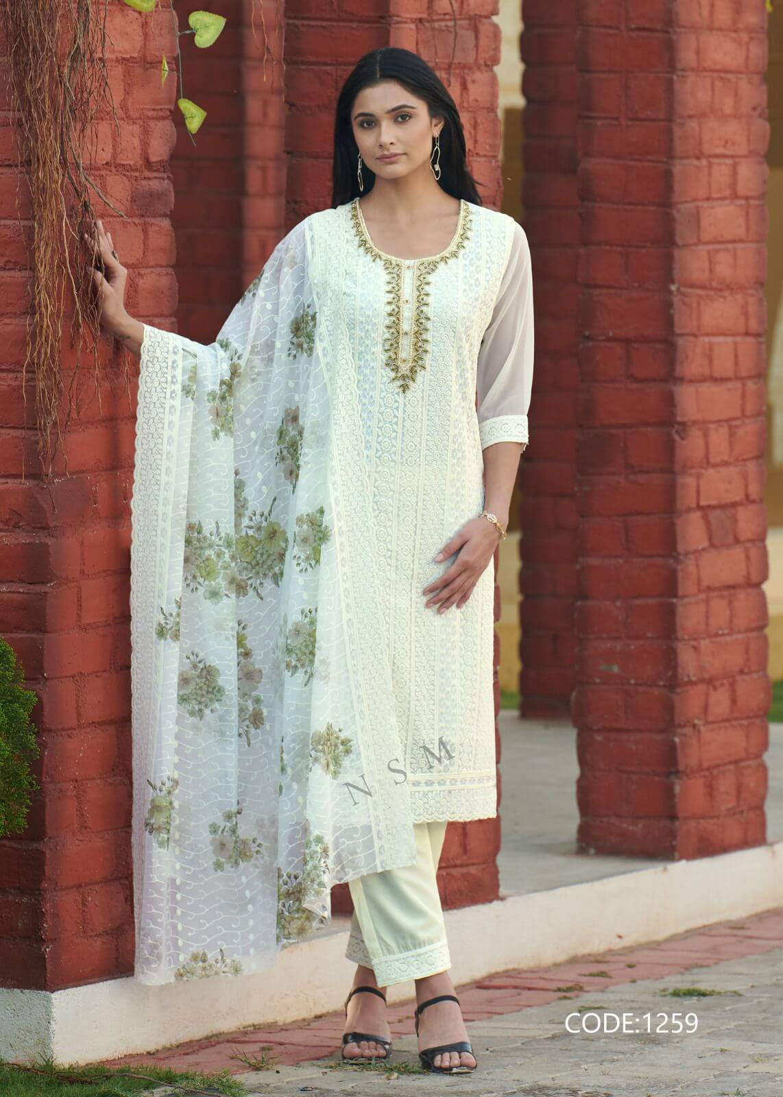 Kumb Softy Lucknowi Work Kurti with Bottom And Dupatta Catalog collection 5