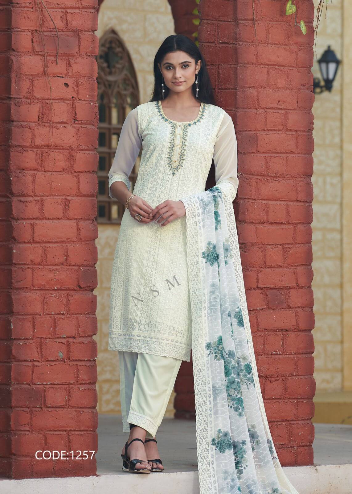 Kumb Softy Lucknowi Work Kurti with Bottom And Dupatta Catalog collection 6