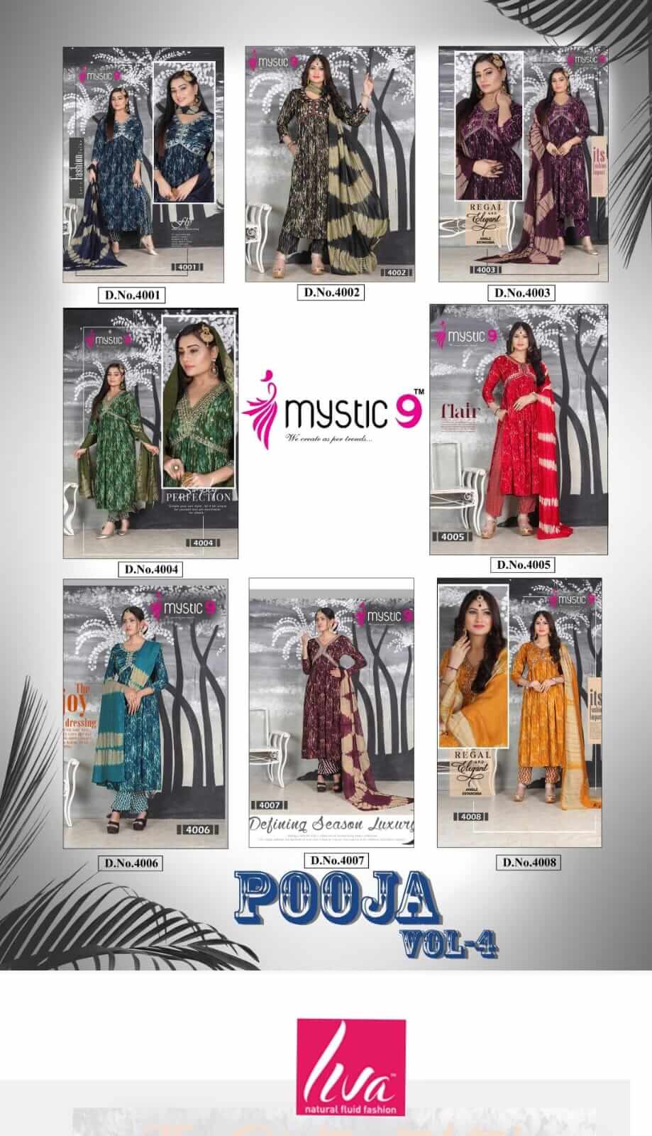 Mystic 9 Pooja Vol 4 Printed Salwar Kameez Catalog collection 10