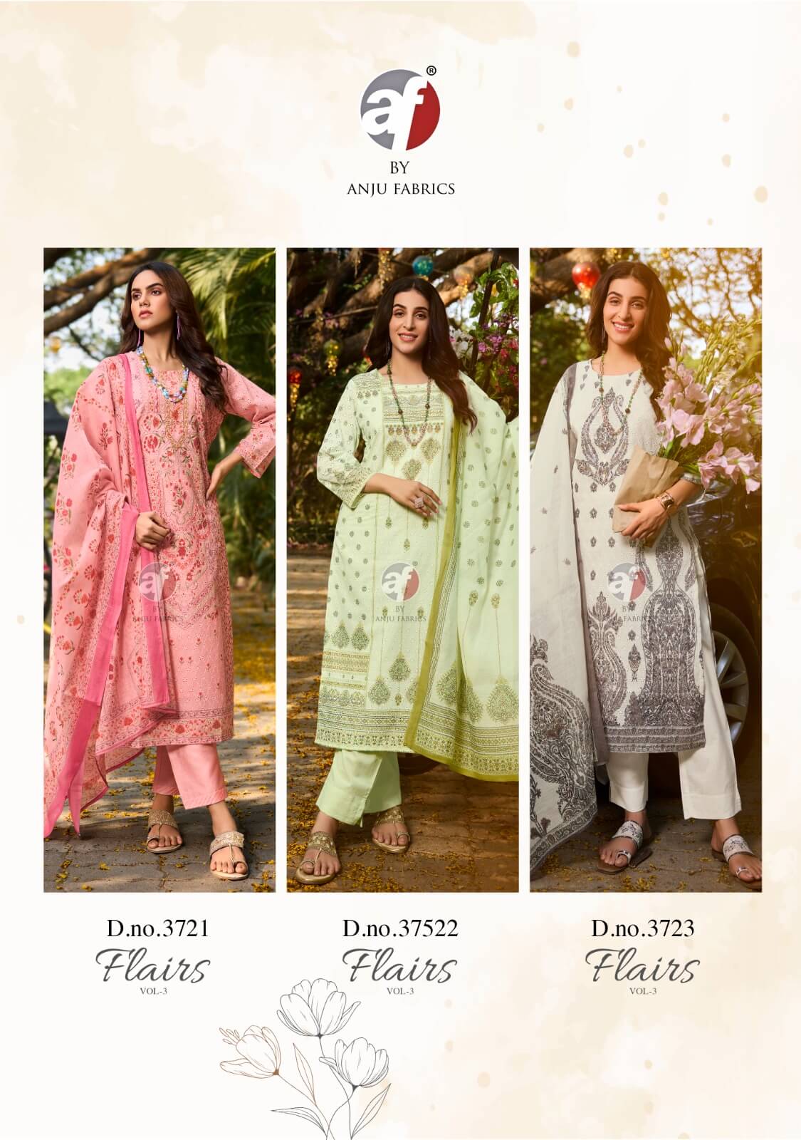 Anju Fabrics Flairs Vol 3 Printed Salwar Kameez Catalog collection 9