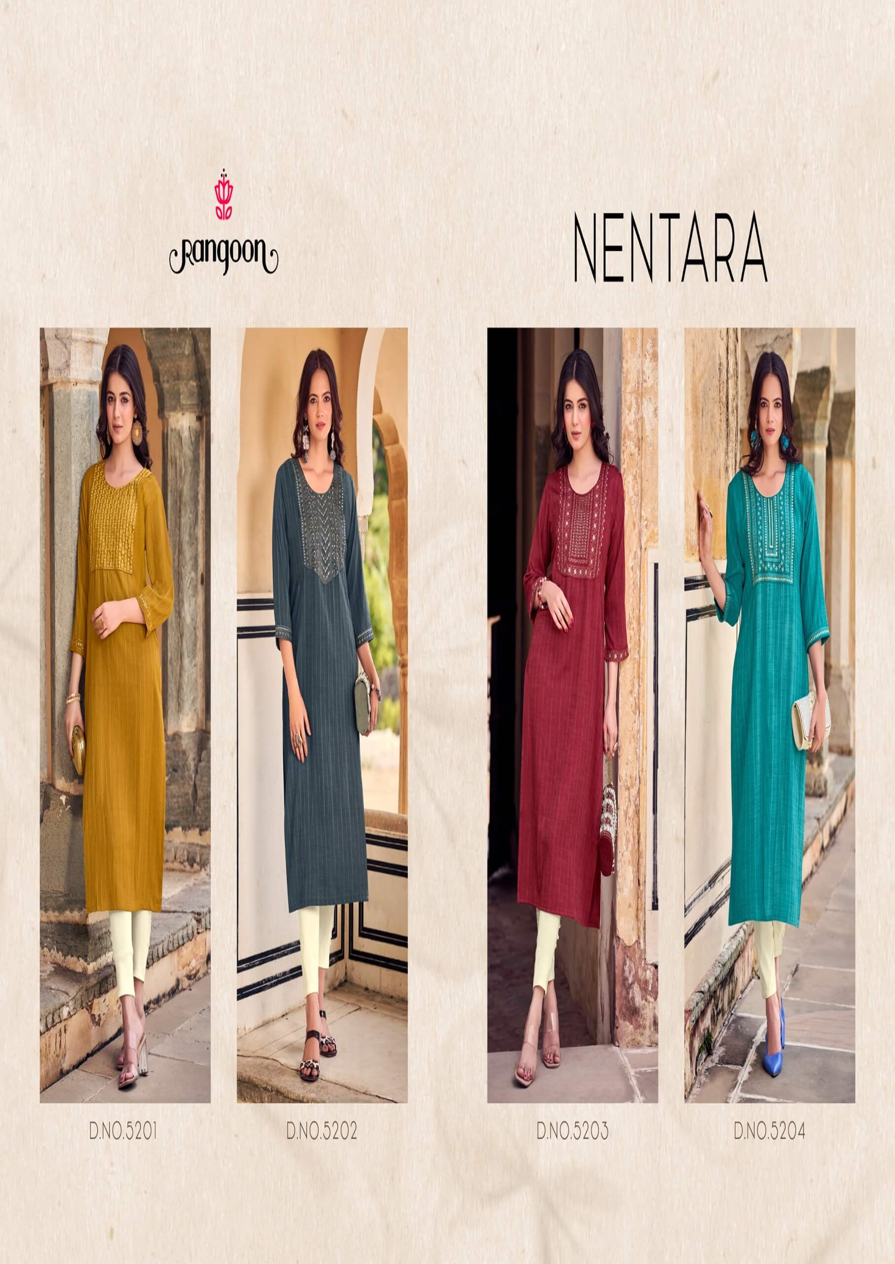 Rangoon Nentara Rayon Kurti Catalog collection 2