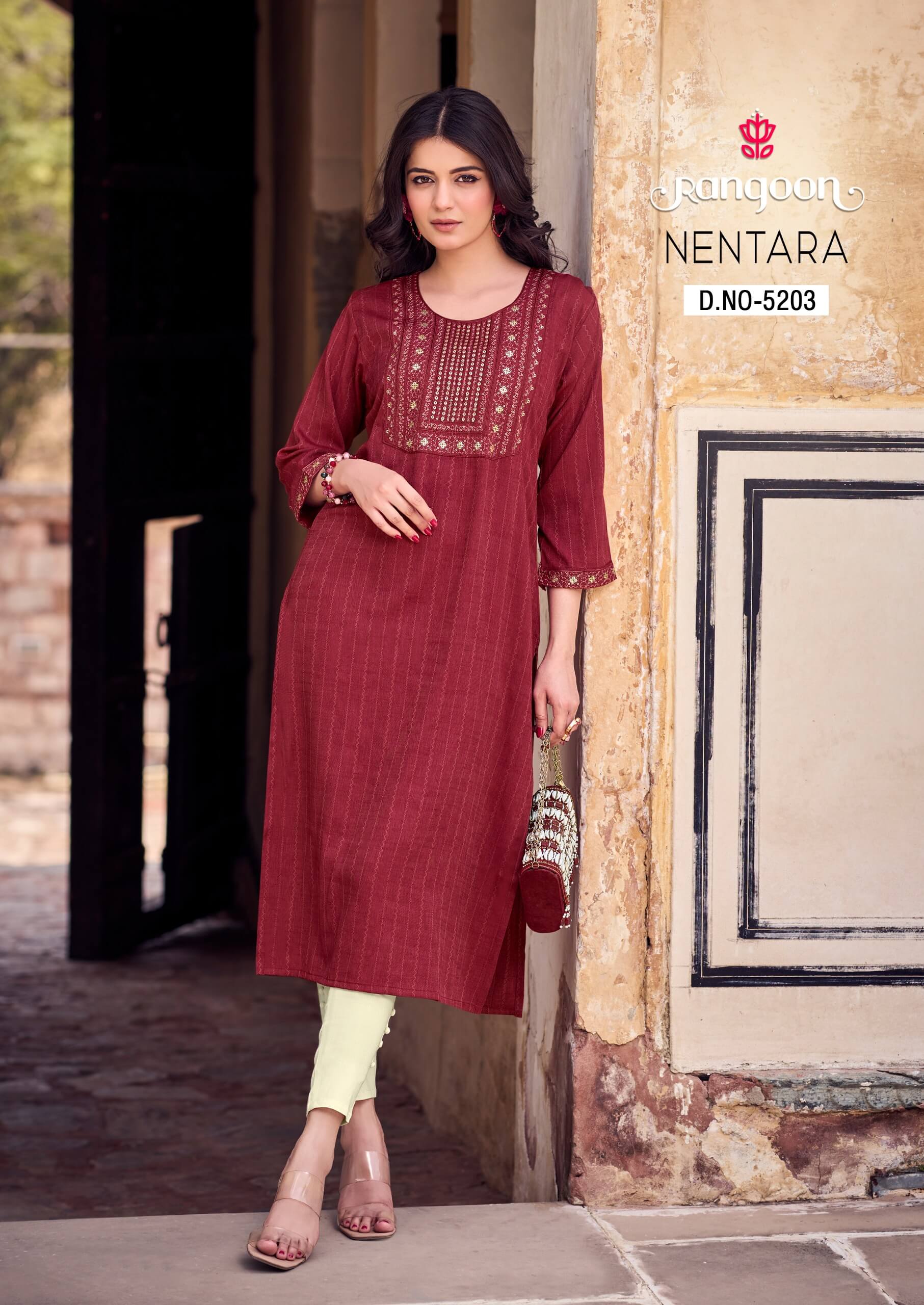 Rangoon Nentara Rayon Kurti Catalog collection 5