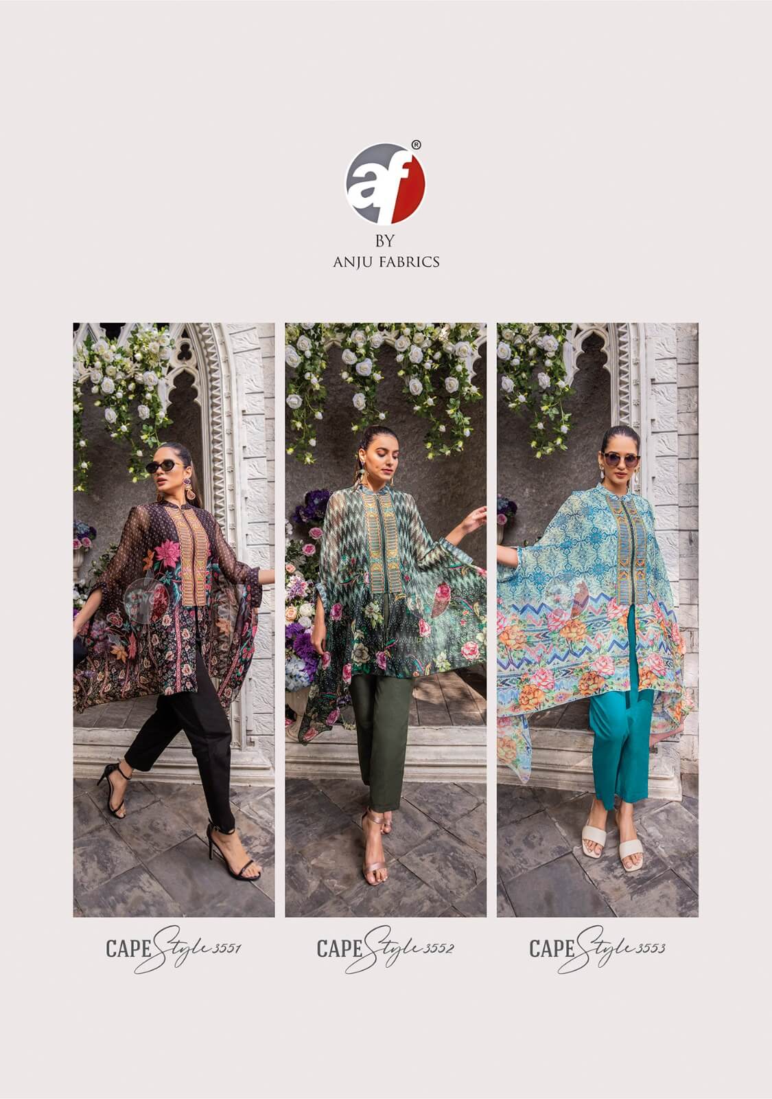 Anju Fabrics Cape Style Western Wear Catalog collection 2