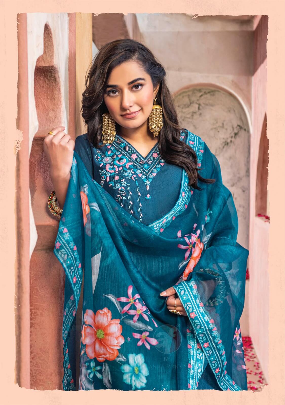 Anju Fabrics Gazal Vol 4 Embroidery Salwar Kameez Catalog collection 6