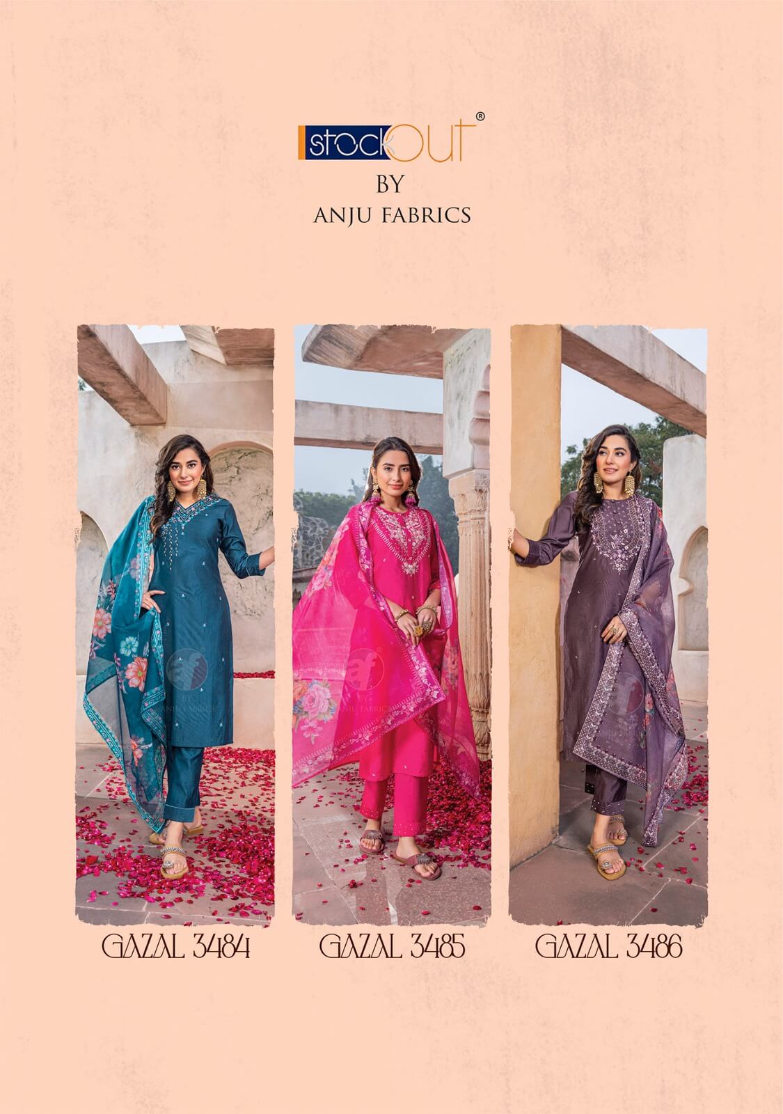 Anju Fabrics Gazal Vol 4 Embroidery Salwar Kameez Catalog collection 14