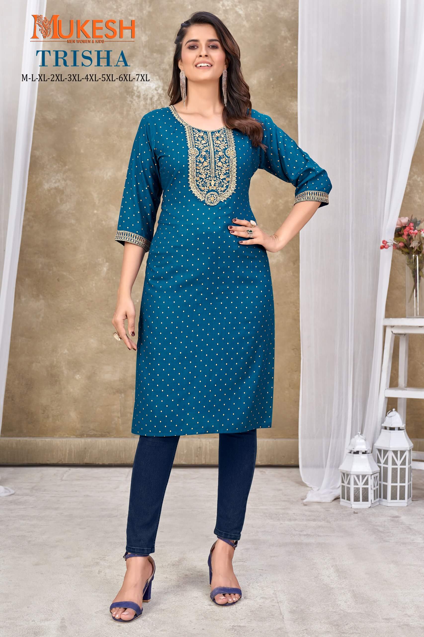 Mukesh Trisha Rayon Kurti Catalog collection 11