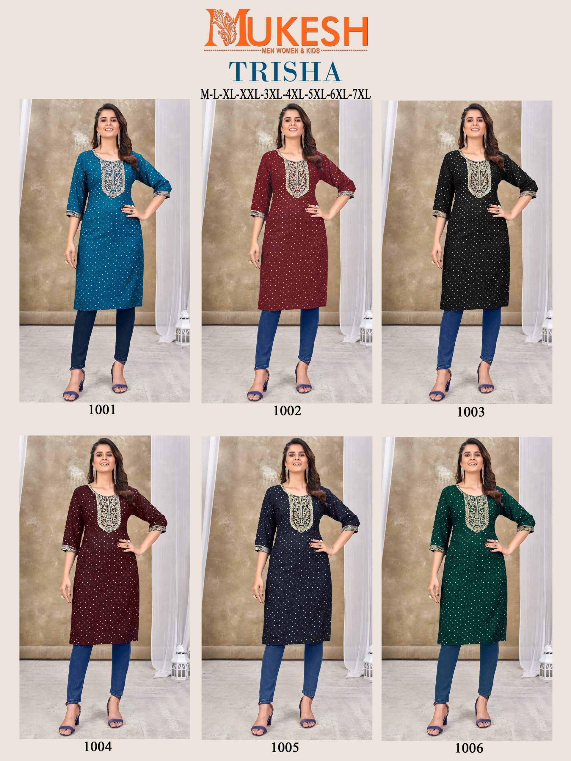 Mukesh Trisha Rayon Kurti Catalog collection 12