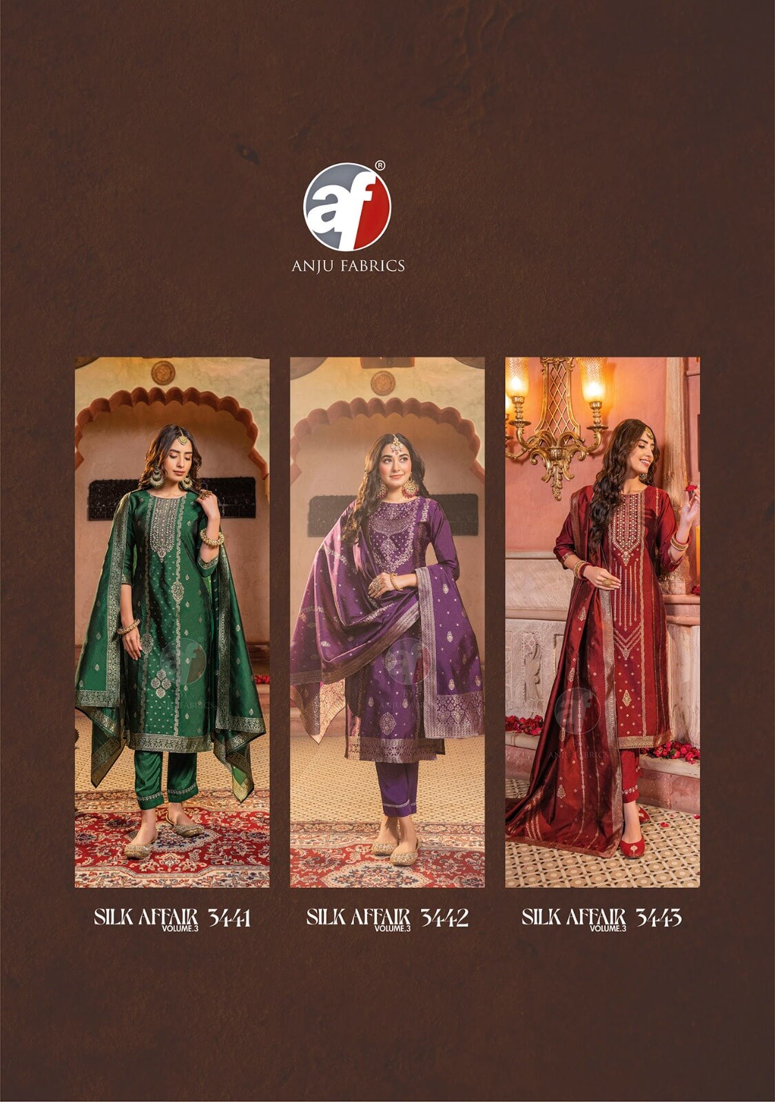 Anju Fabrics Silk Affair Vol 3 Readymade Dress Catalog collection 1