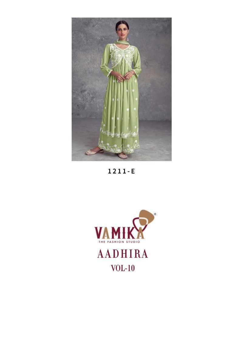 Vamika Adhira Vol 10 Naira Cut Kurti Plazo Dupatta Catalog collection 7