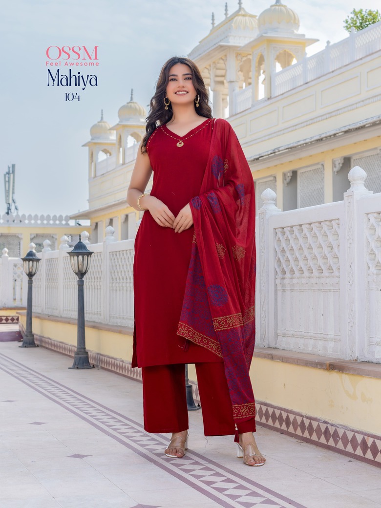 Ossm Mahiya Co Ord Pallazo Dupatta Catalog collection 4