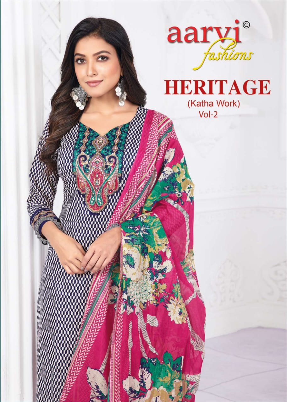 Aarvi Fashions  Heritage Vol 2 Printed Salwar Kameez Catalog collection 7