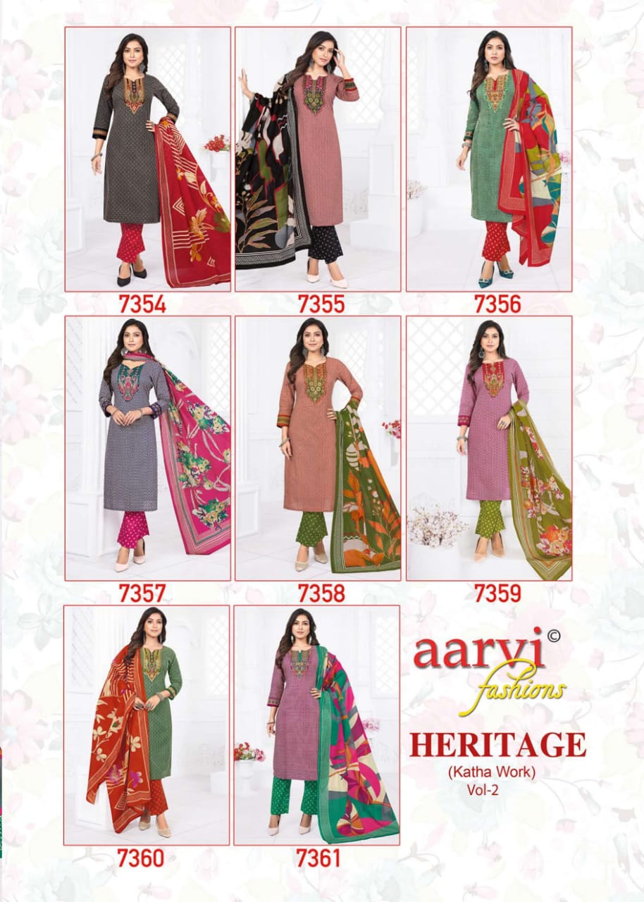 Aarvi Fashions  Heritage Vol 2 Printed Salwar Kameez Catalog collection 15