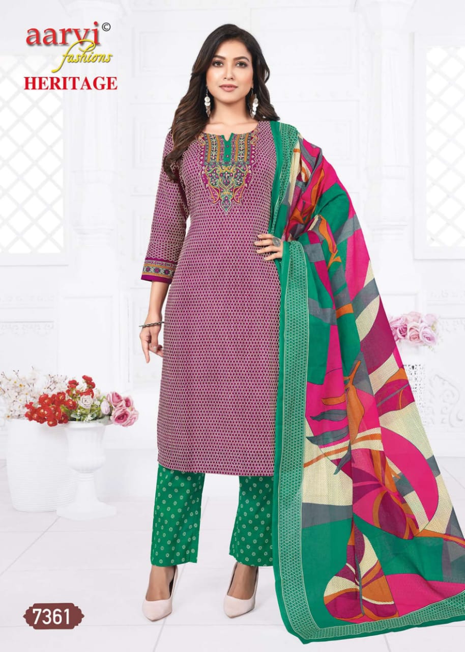 Aarvi Fashions  Heritage Vol 2 Printed Salwar Kameez Catalog collection 4