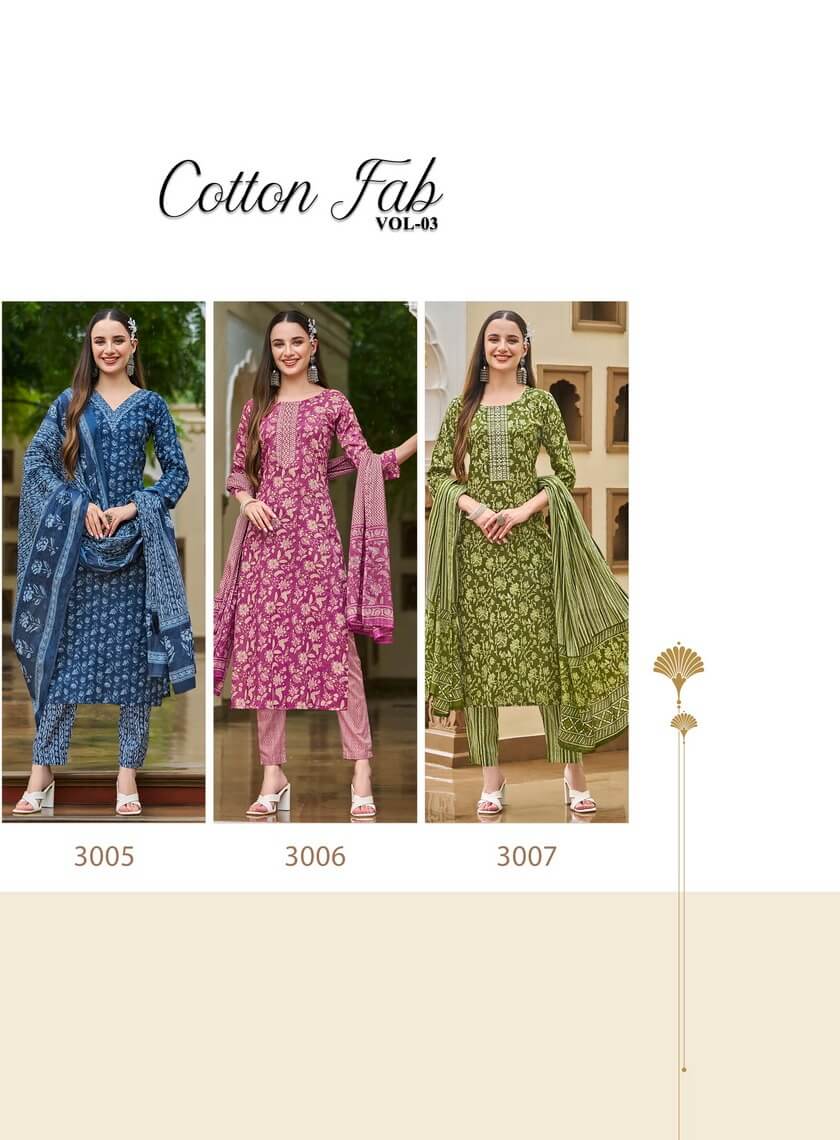 Radhika Lifestyle Cotton Fab Vol 3 Cotton Salwar Kameez Catalog collection 1