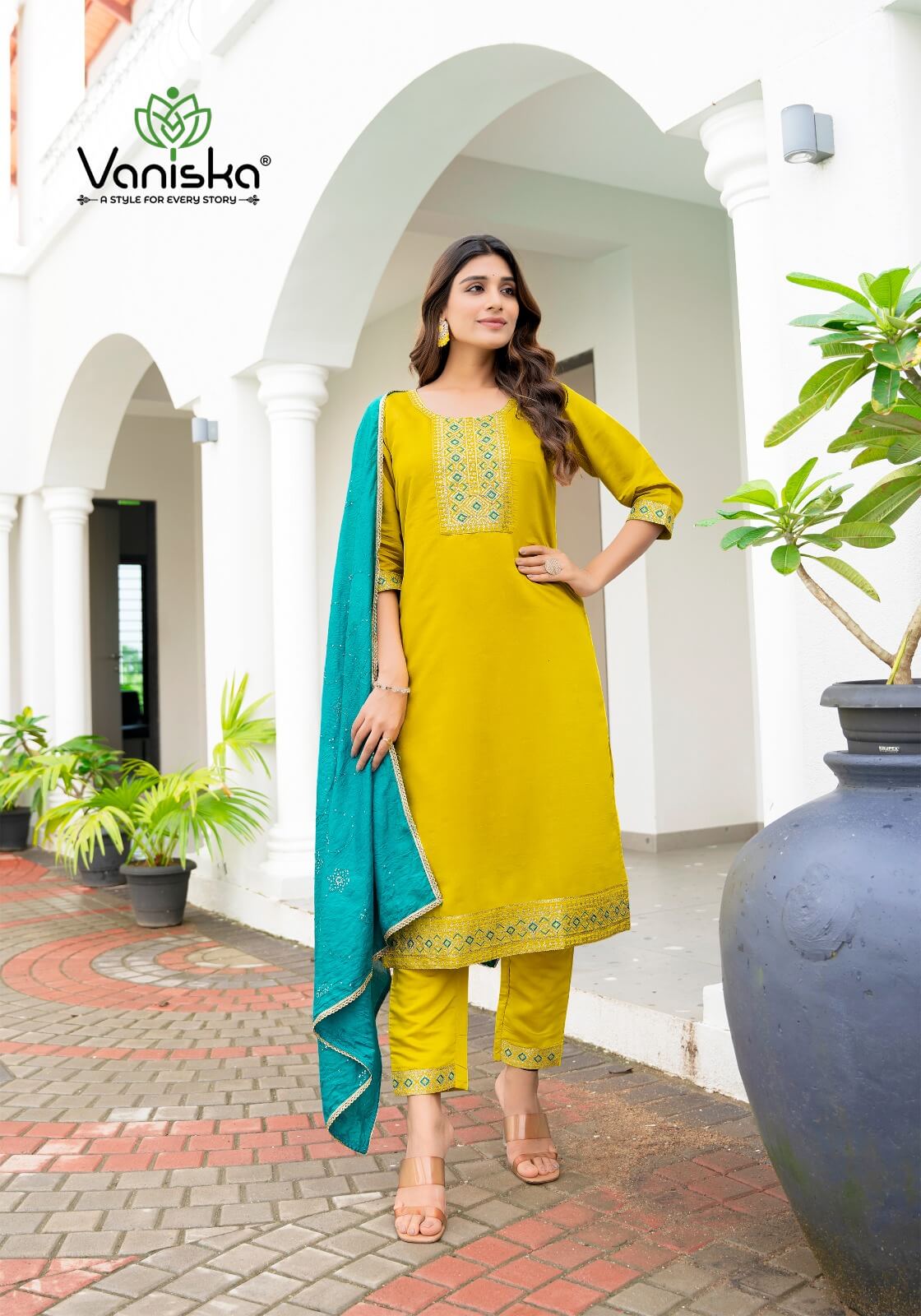 Vaniska Fiza Vo 2 Straight Cut Kurti Bottom Dupatta Catalog collection 6