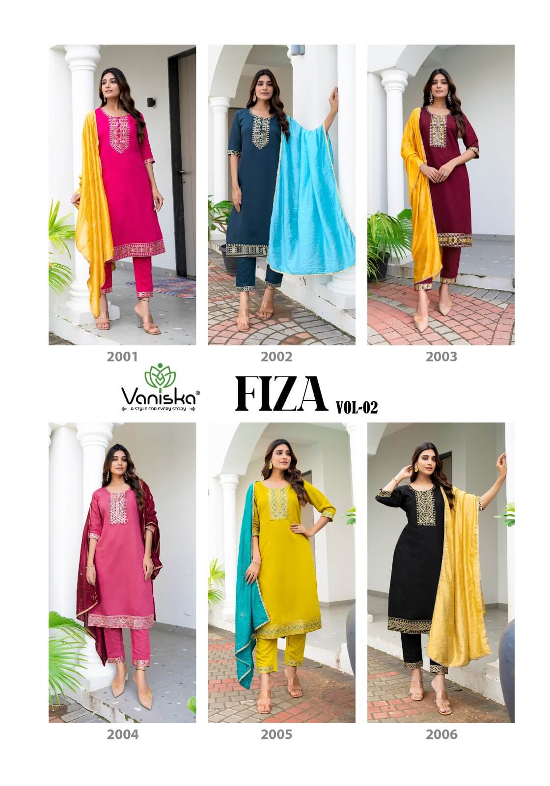 Vaniska Fiza Vo 2 Straight Cut Kurti Bottom Dupatta Catalog collection 10