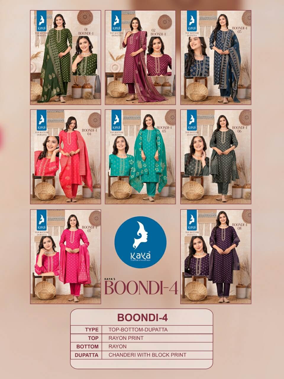 Kaya Kurti Boondi Vol 4 Printed Salwar Kameez Catalog collection 8