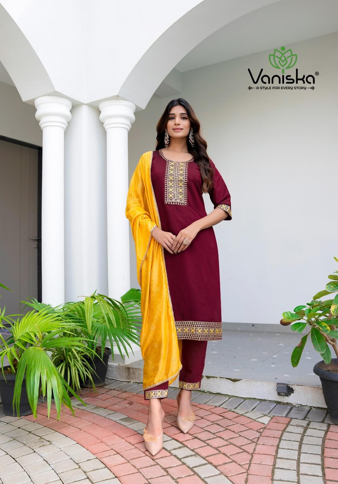 Vaniska Fiza Vo 2 Straight Cut Kurti Bottom Dupatta Catalog collection 16