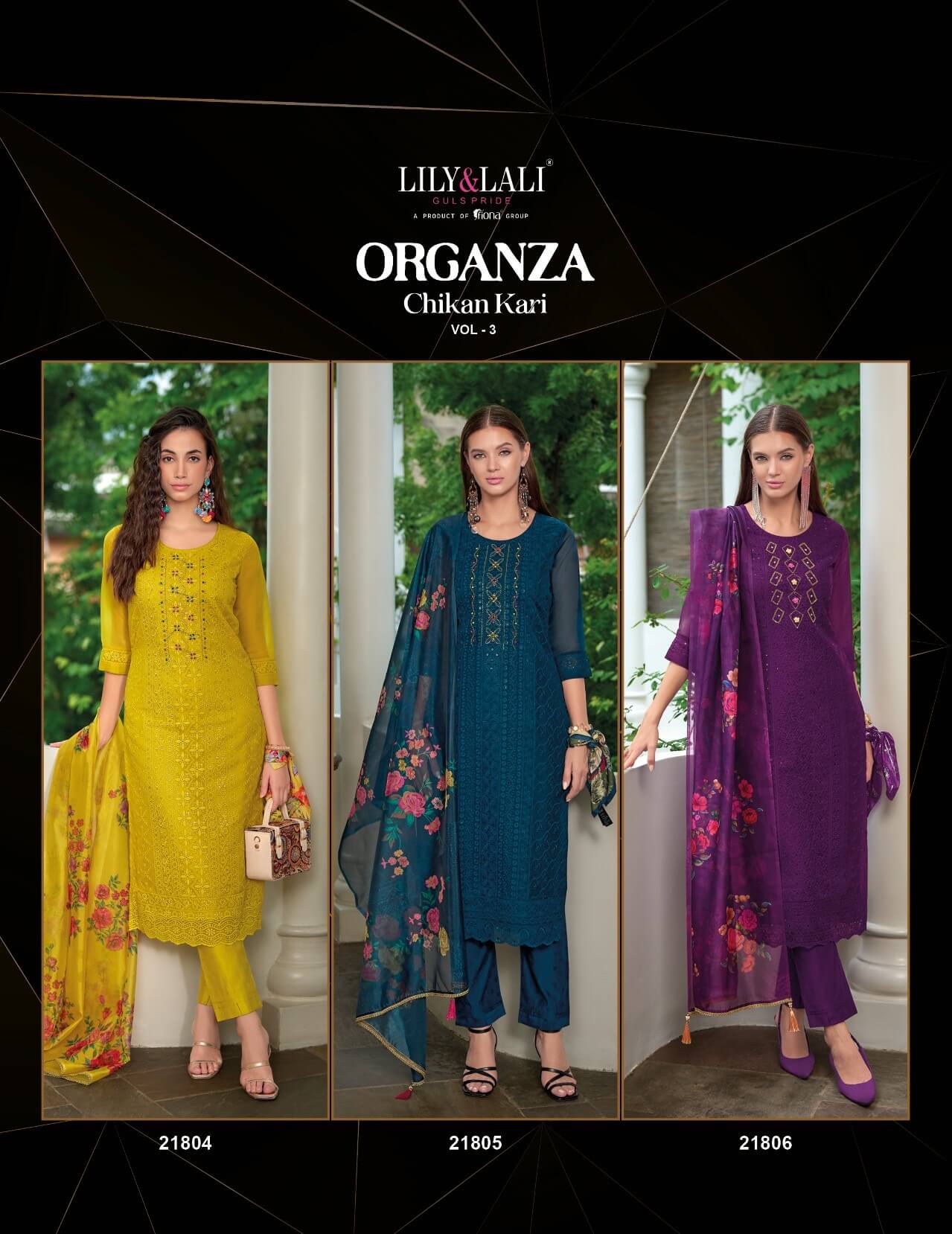 Lily Lali Organza Chikankari Vol 3 Salwar Kameez Catalog collection 9