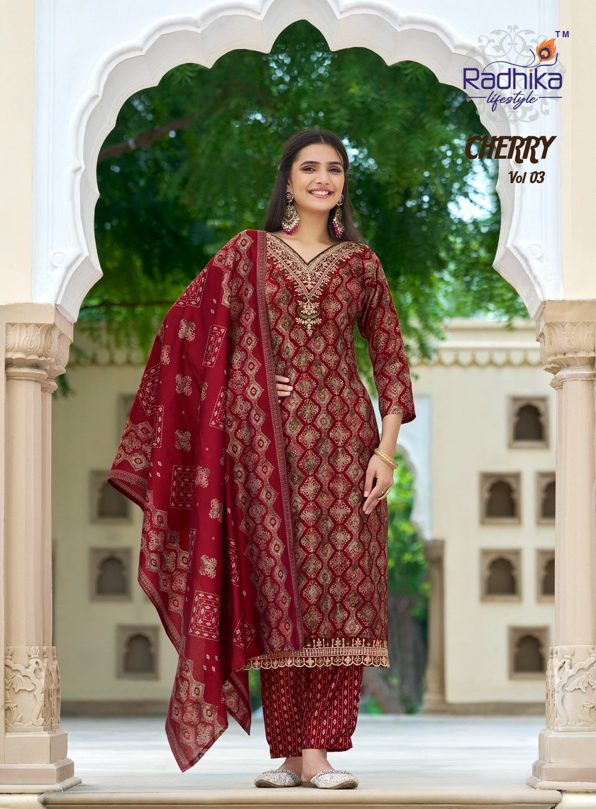 Radhika Lifestyle Cherry Vol 3 Printed Salwar Kameez Catalog collection 4