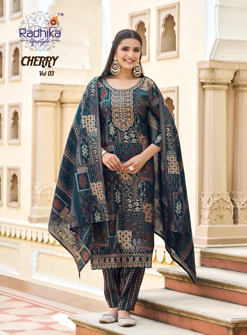 Radhika Lifestyle Cherry Vol 3 Printed Salwar Kameez Catalog collection 11