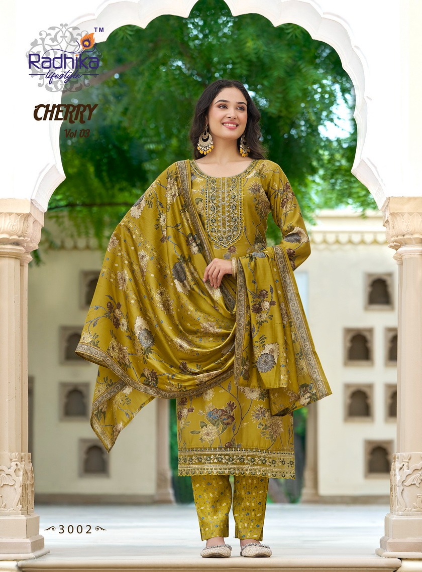 Radhika Lifestyle Cherry Vol 3 Printed Salwar Kameez Catalog collection 5