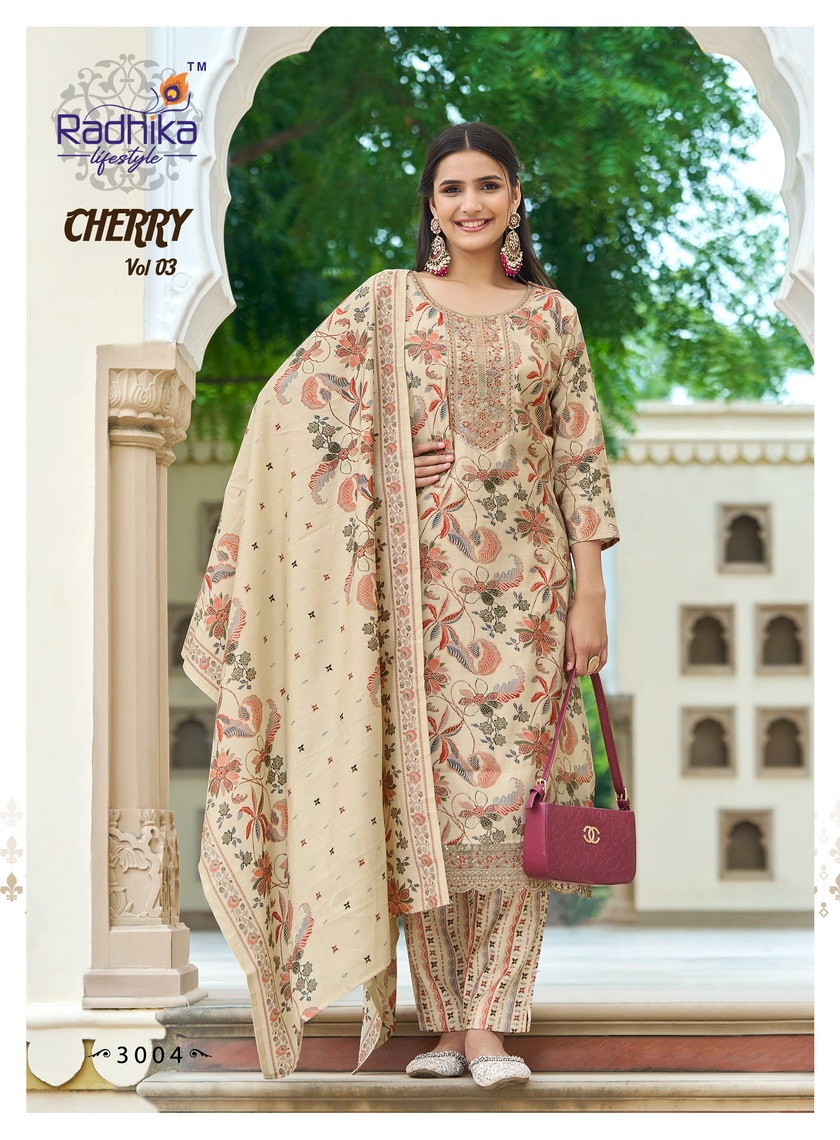 Radhika Lifestyle Cherry Vol 3 Printed Salwar Kameez Catalog collection 7