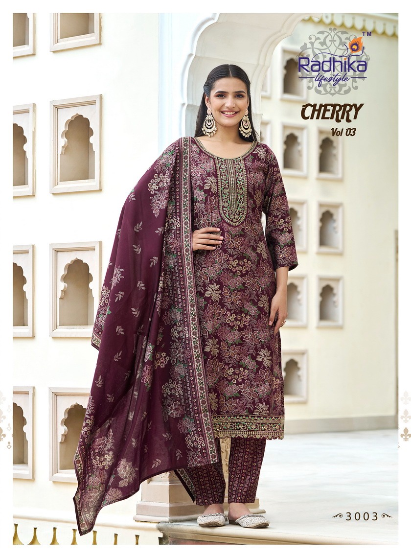 Radhika Lifestyle Cherry Vol 3 Printed Salwar Kameez Catalog collection 6