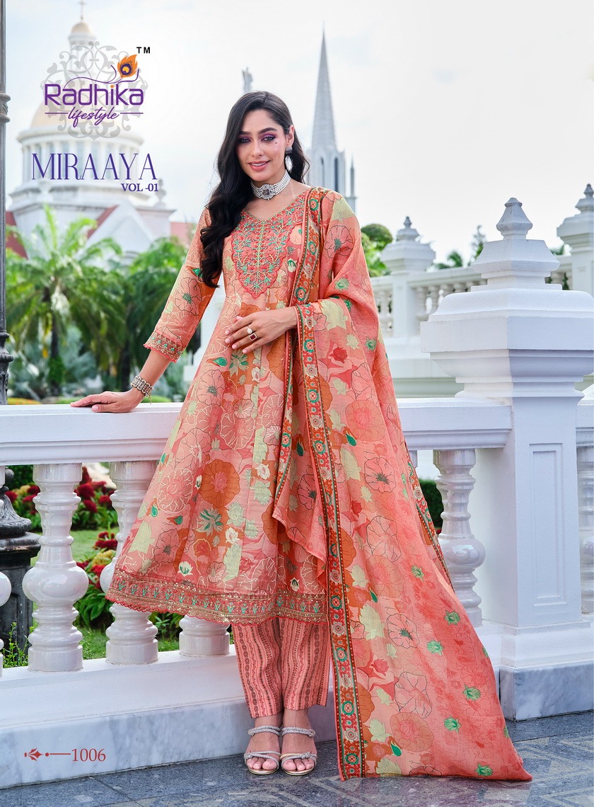 Radhika Lifestyle Miraaya Vol 1 Printed Salwar Kameez Catalog collection 1