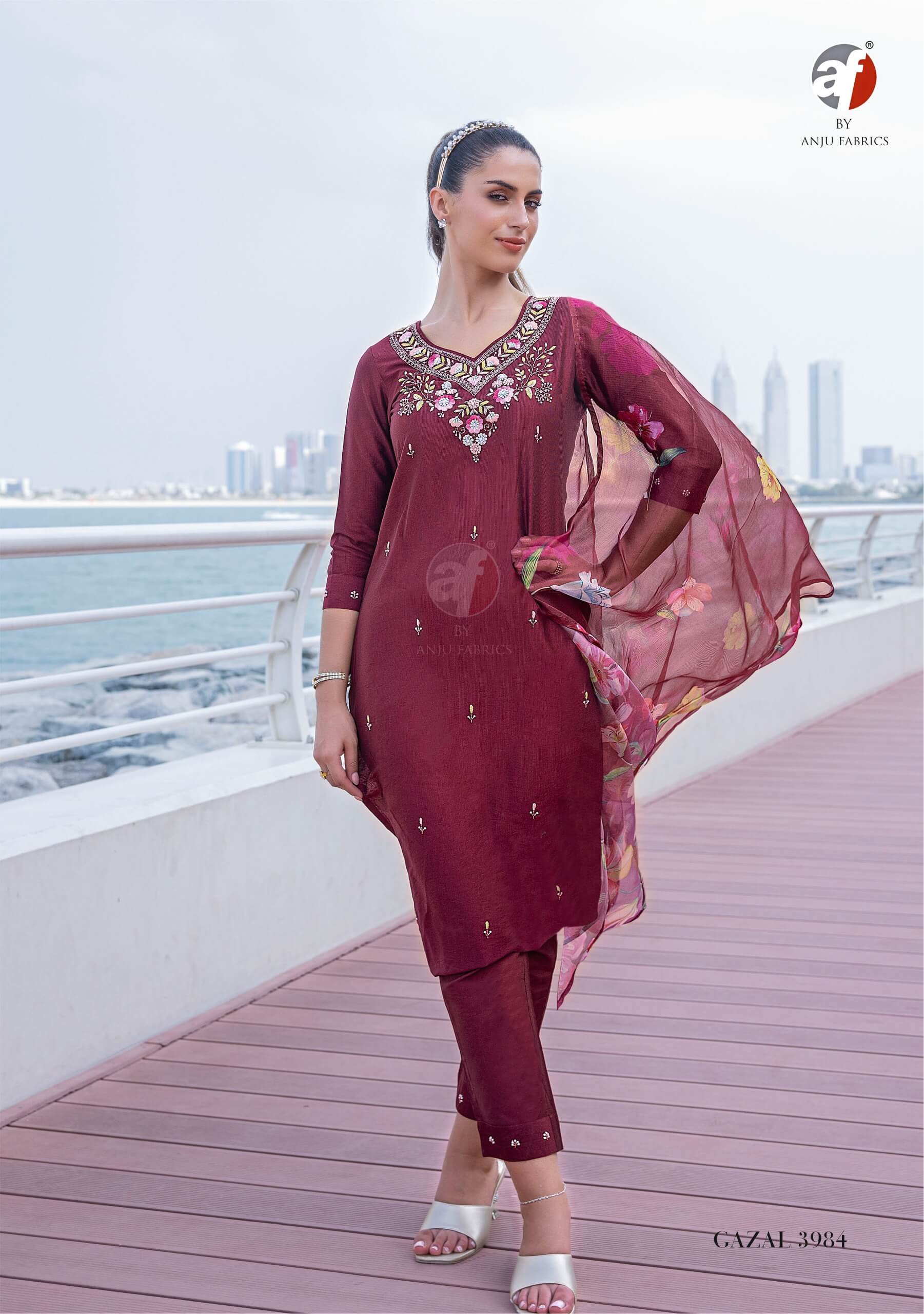 Anju Fabrics Gazal Vol 5 Embroidery Salwar Kameez Catalog collection 4