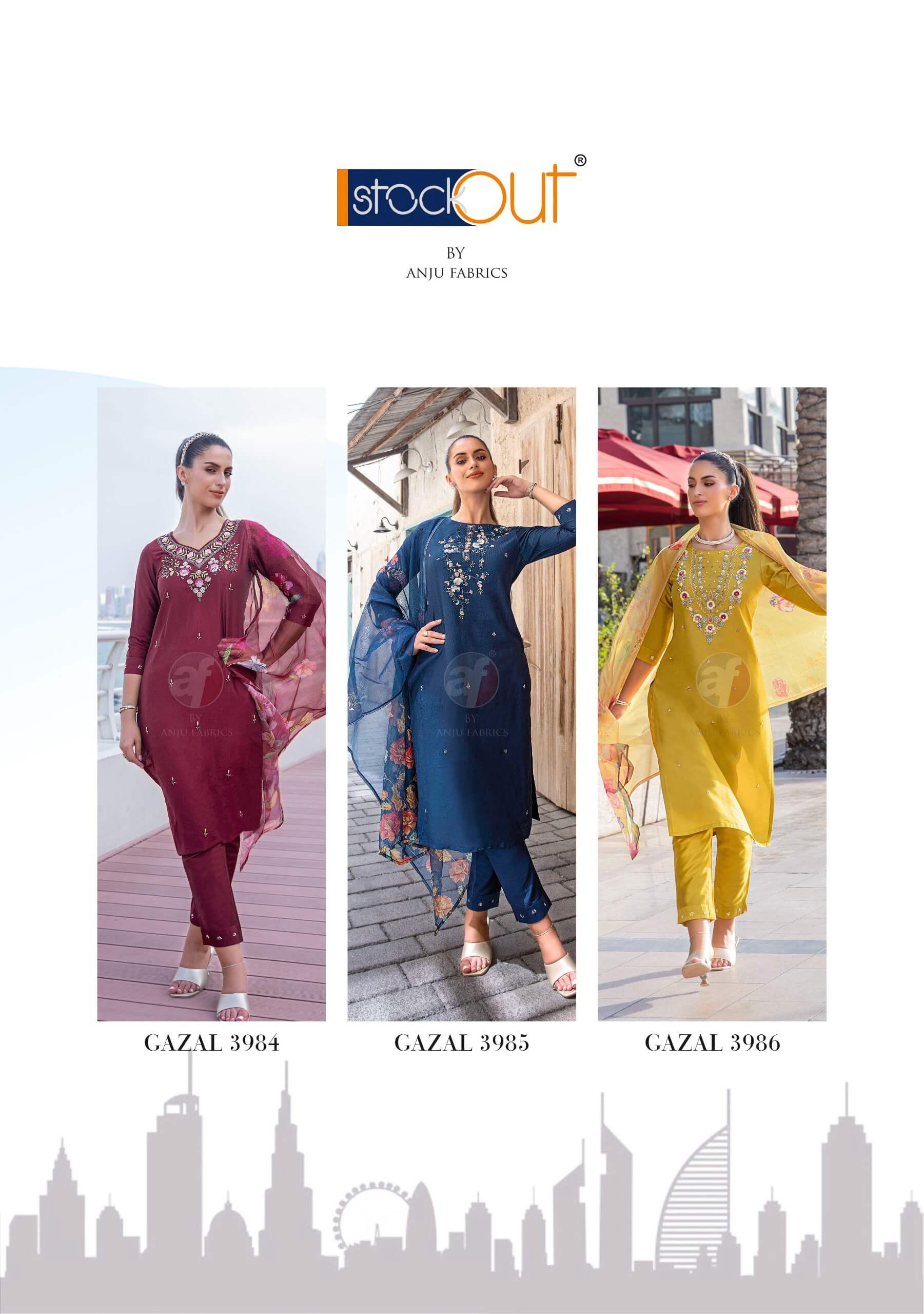 Anju Fabrics Gazal Vol 5 Embroidery Salwar Kameez Catalog collection 8