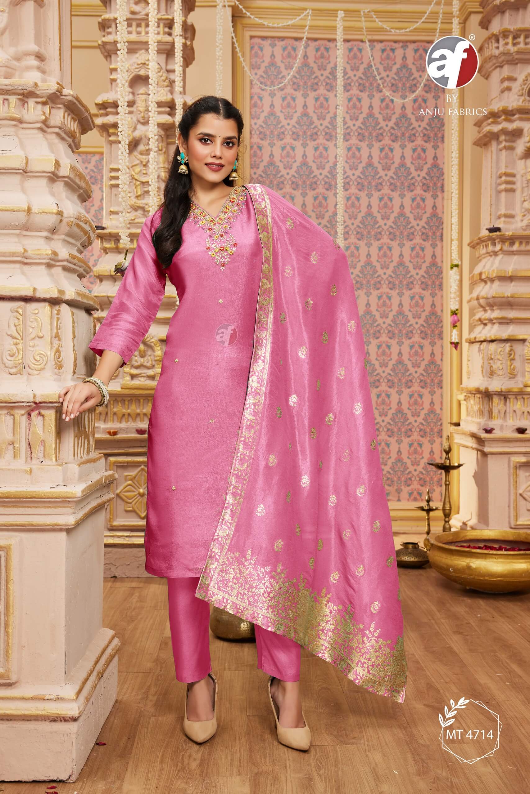 Anju Fabrics New Pink Readymade Dress Size Set collection 1