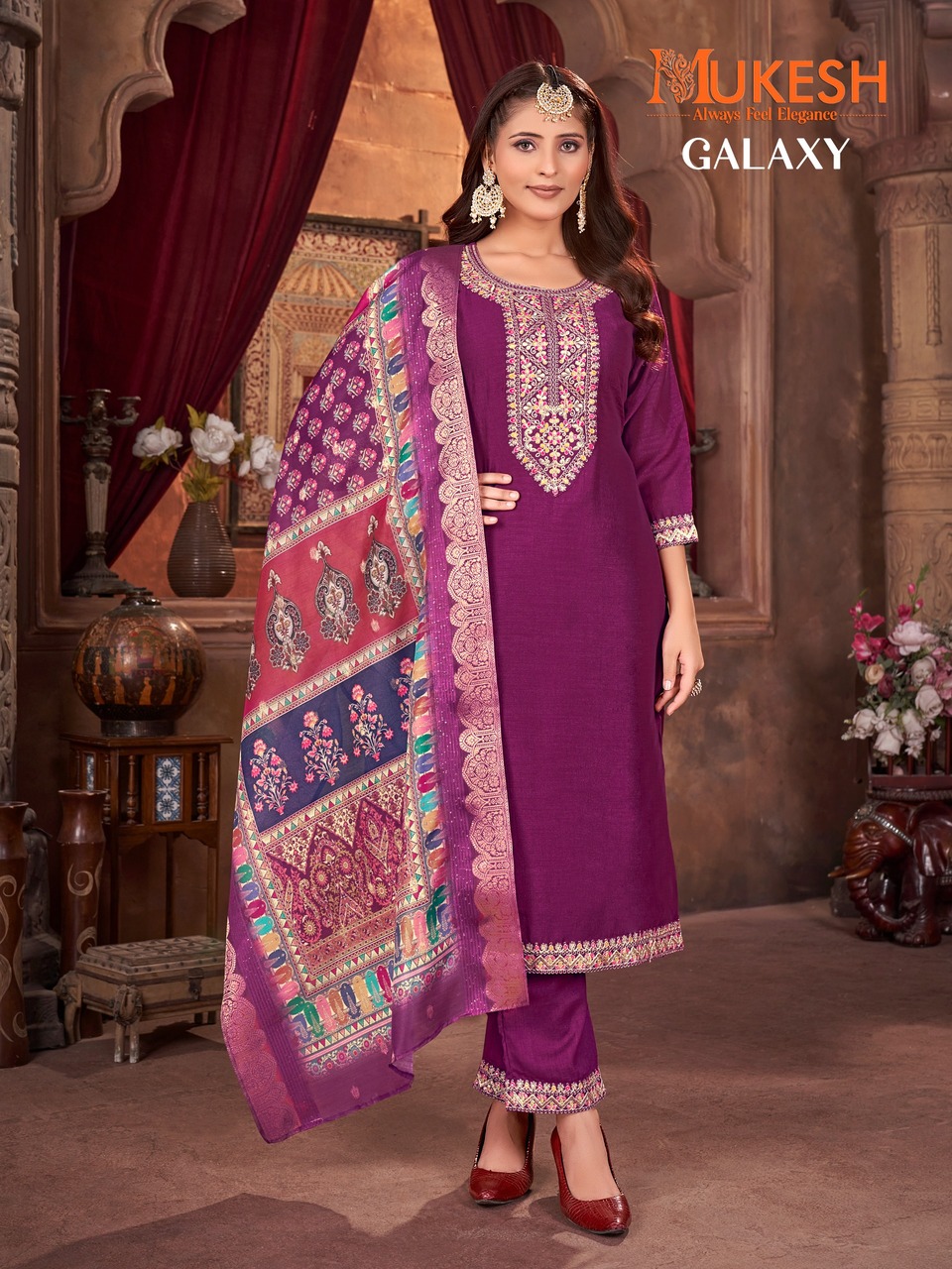 Mukesh Galaxy Embroidery Salwar Kameez Catalog collection 3