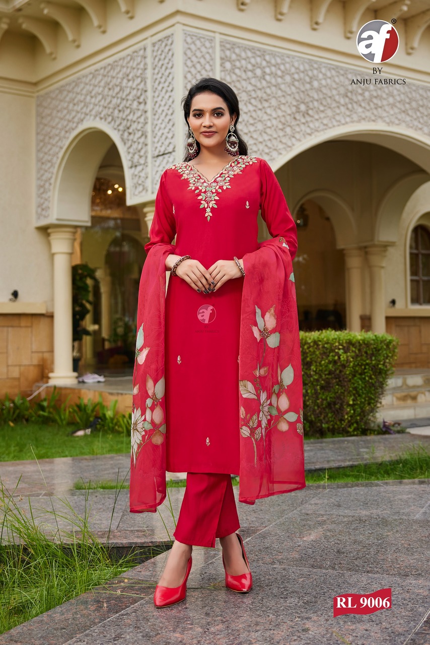 Anju Fabrics New Red Readymade Dress Size Set collection 1