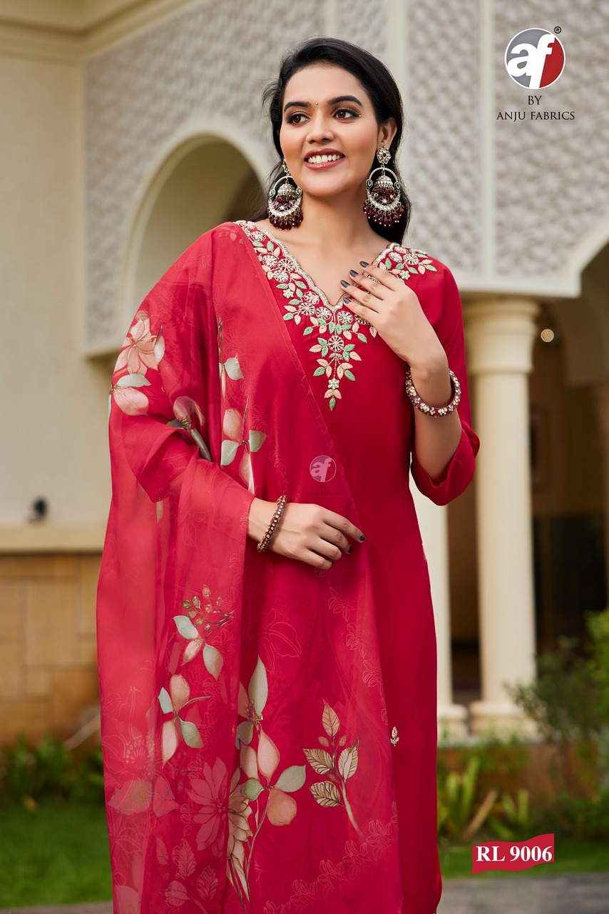 Anju Fabrics New Red Readymade Dress Size Set collection 2