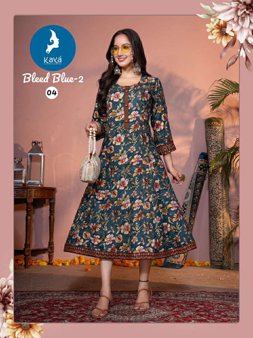 Kaya Kurti Bleed Blue Vol 2 Anarkali Kurti Catalog collection 2