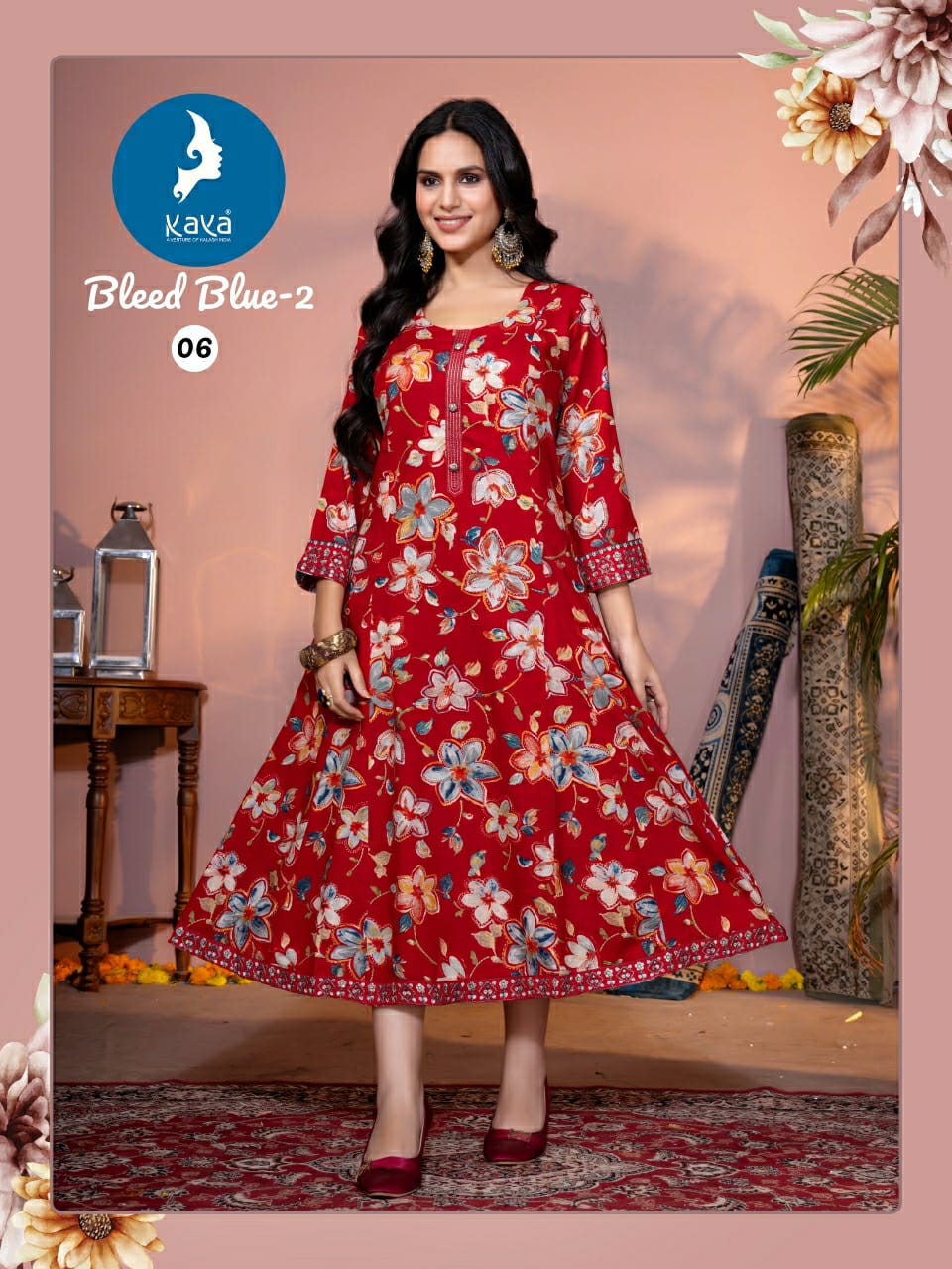 Kaya Kurti Bleed Blue Vol 2 Anarkali Kurti Catalog collection 7