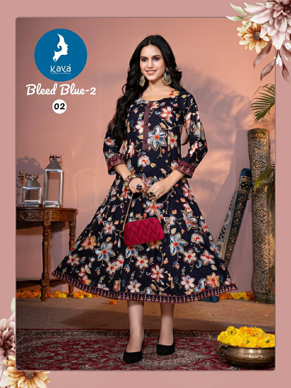 Kaya Kurti Bleed Blue Vol 2 Anarkali Kurti Catalog collection 5