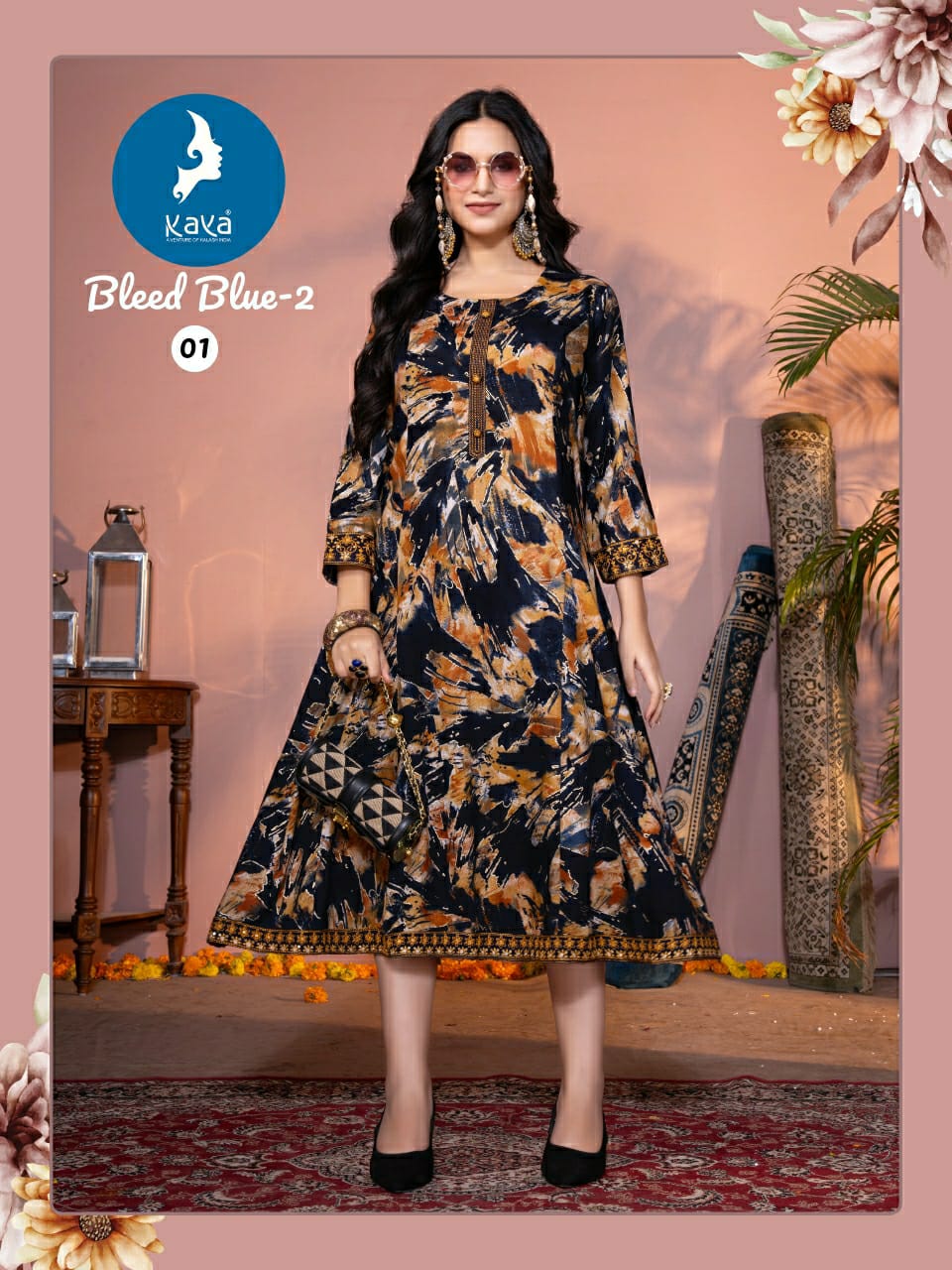 Kaya Kurti Bleed Blue Vol 2 Anarkali Kurti Catalog collection 4