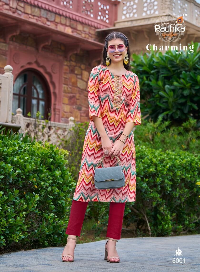 Radhika Life Style Charming vol 6 Printed Kurti Catalog collection 10