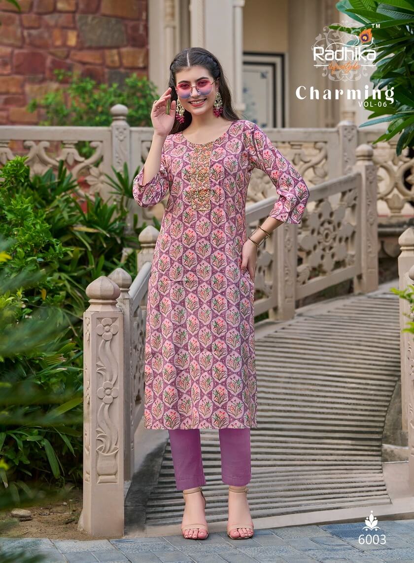 Radhika Life Style Charming vol 6 Printed Kurti Catalog collection 5