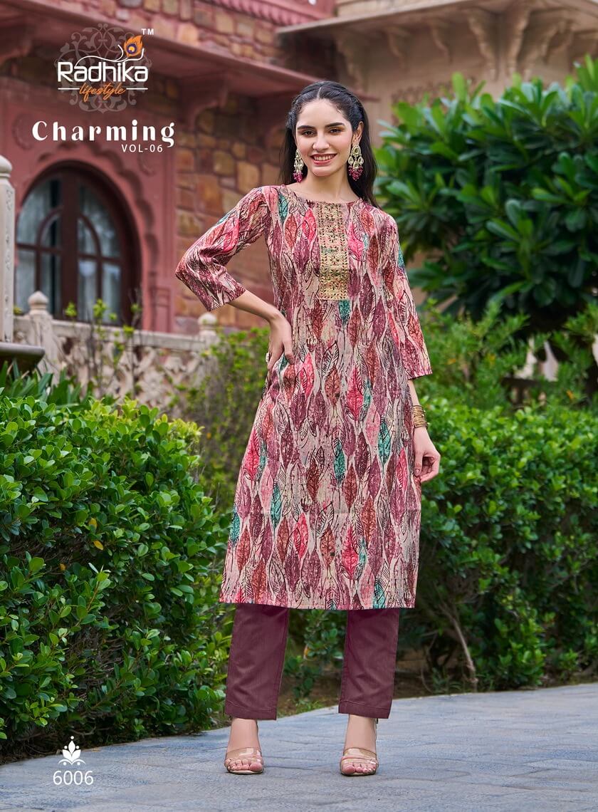 Radhika Life Style Charming vol 6 Printed Kurti Catalog collection 14