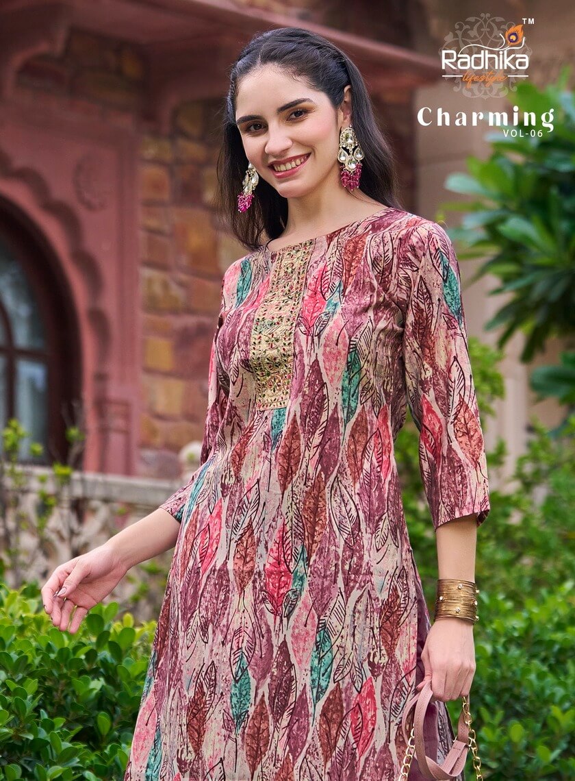 Radhika Life Style Charming vol 6 Printed Kurti Catalog collection 9