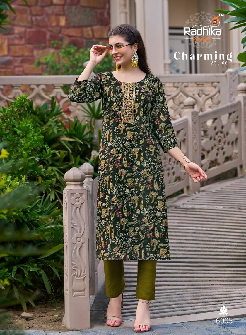 Radhika Life Style Charming vol 6 Printed Kurti Catalog collection 1