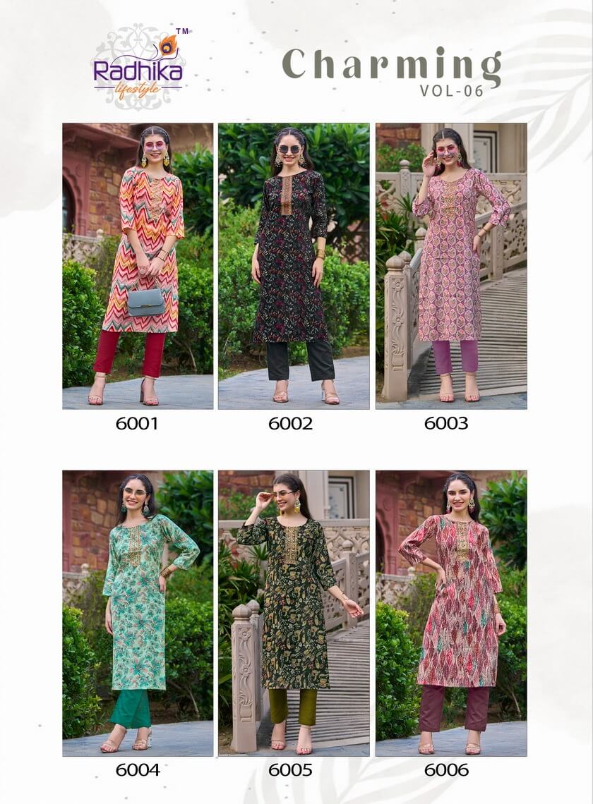 Radhika Life Style Charming vol 6 Printed Kurti Catalog collection 13