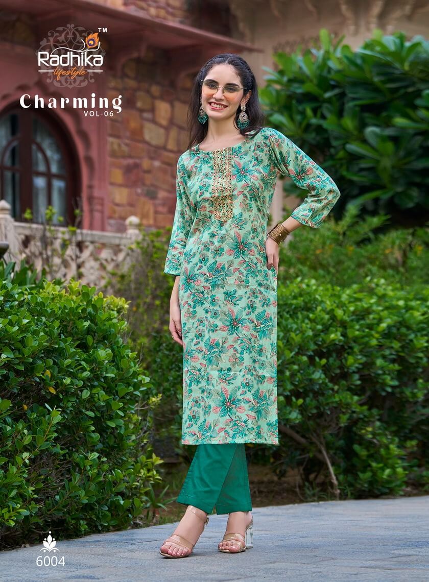 Radhika Life Style Charming vol 6 Printed Kurti Catalog collection 4