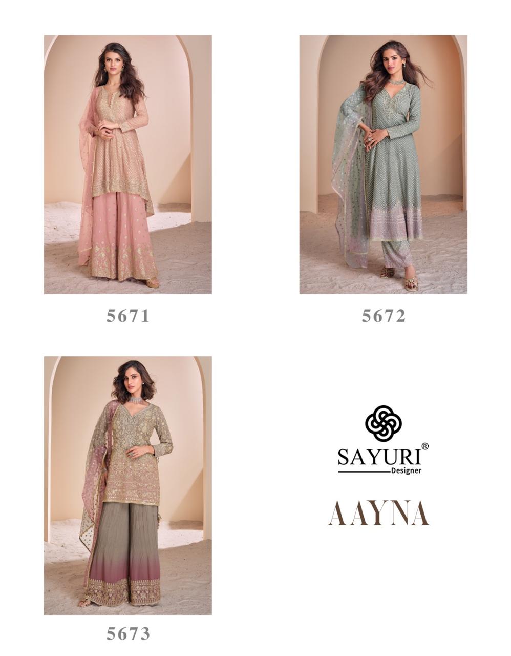 Sayuri Designer Aayna Embroidery Salwar Kameez Catalog collection 1